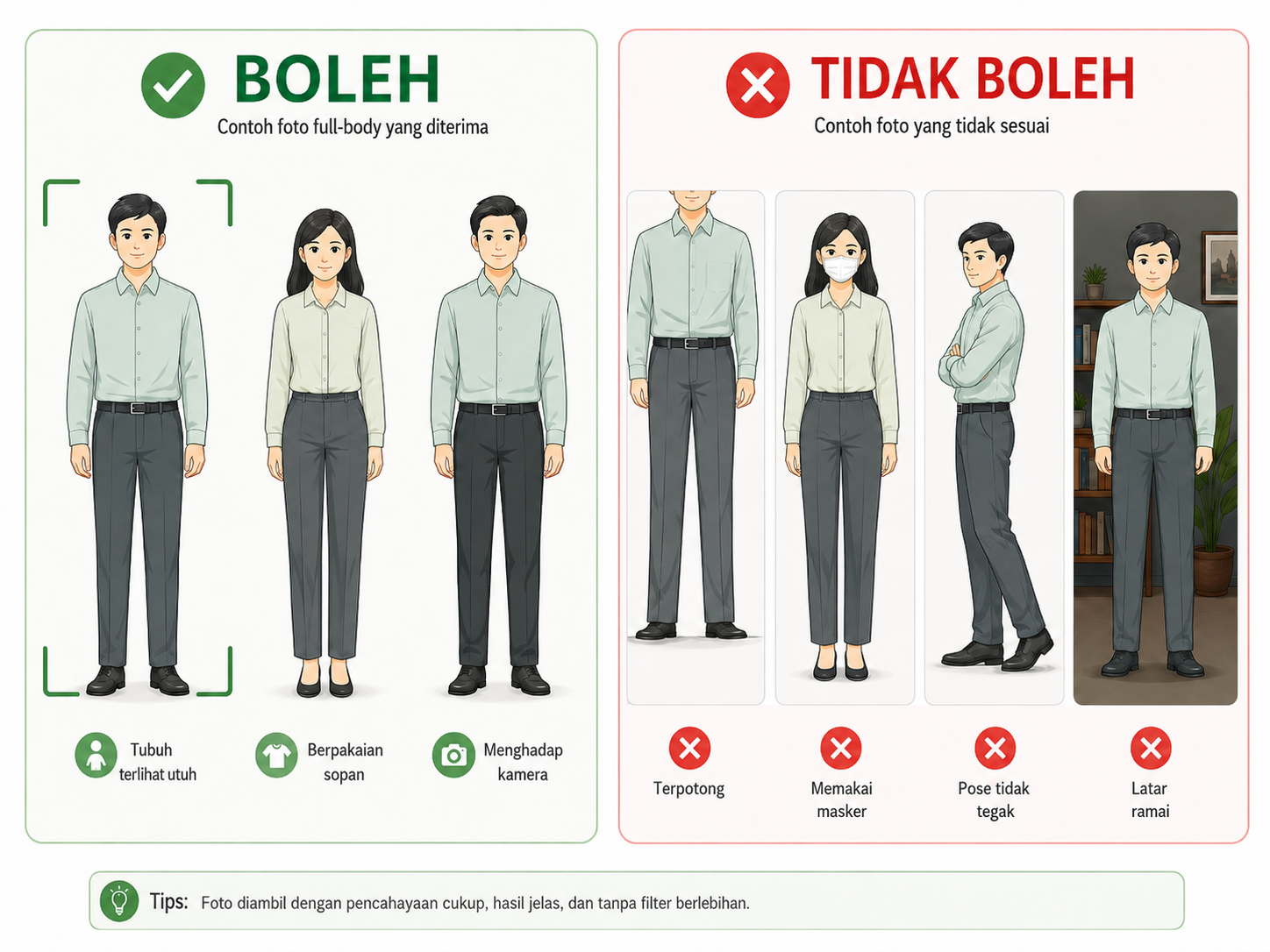 Panduan foto full body yang boleh dan tidak boleh